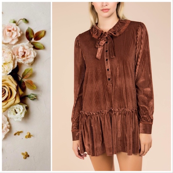 Autumn Stripe Velvet Layering Tunic Minidress - Picture 5 of 7